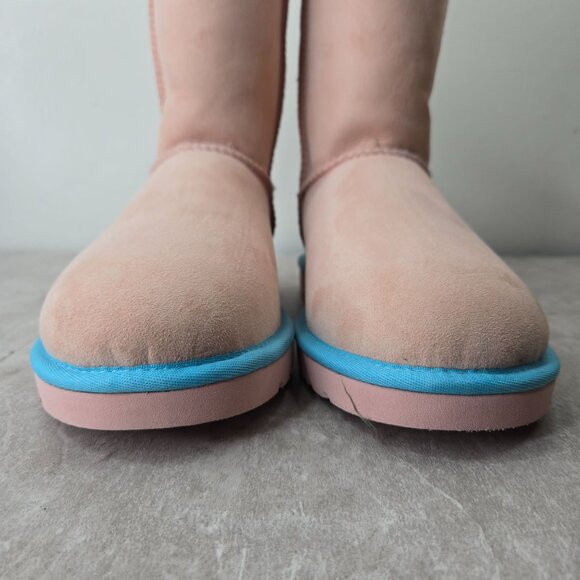 UGG Classic Short II Neon Boots 9 Pink Suede Shearling Fur Lined Winter Booties - Picture 3 of 13
